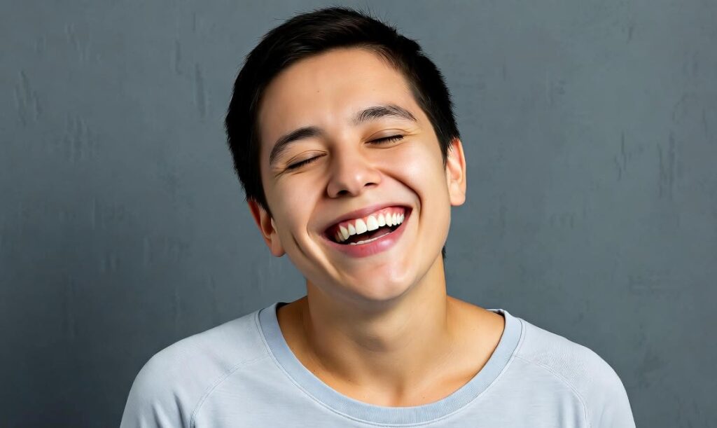 Smiling person symbolizing healing and self-acceptance in addiction recovery Nepal